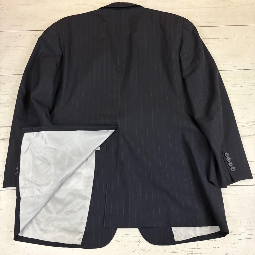 Paul Stuart Suit Mens Navy Pinstripe Wool 2 Pc Tailored In USA Lined Classic - Picture 3 of 16